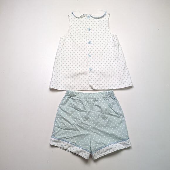 Girls Outfit Size 8 Blue Polka Dot Shorts Tank Top Monogram 'K' Boutique - Picture 5 of 6